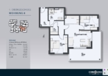 Grundriss mit Wohnfläche - Exklusive und neuwertige 3 Zimmer Wohnung im betreuten Wohnen in Graben